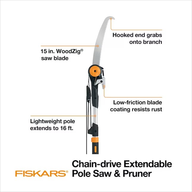 Fiskars 394731-1001 16-Feet Fiberglass Pole Pruner1_11zon