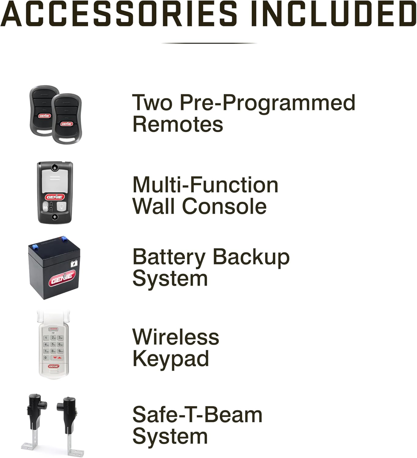 Genie Chain Drive 750 3 4 HPc Garage Door Opener w Battery Backup - Heavy Duty - Operate your garage door when the primary power is out - Wireless Keypad Included, Model 7035-TKV,BLACK09