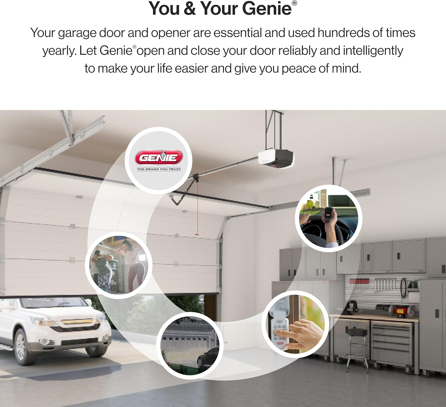 Genie Chain Drive 750 3 4 HPc Garage Door Opener w Battery Backup - Heavy Duty - Operate your garage door when the primary power is out - Wireless Keypad Included, Model 7035-TKV,BLACK1