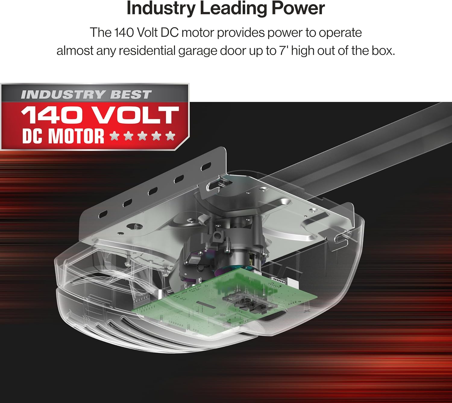 Genie SilentMax 1000 Garage Door Opener - Ultra-Quiet Belt Drive - Includes two 3-Button Pre-Programmed Remotes, Wall Console, Wireless Keypad, Safe T-Beams - Model 3042-TKH, 140V DC Motor0