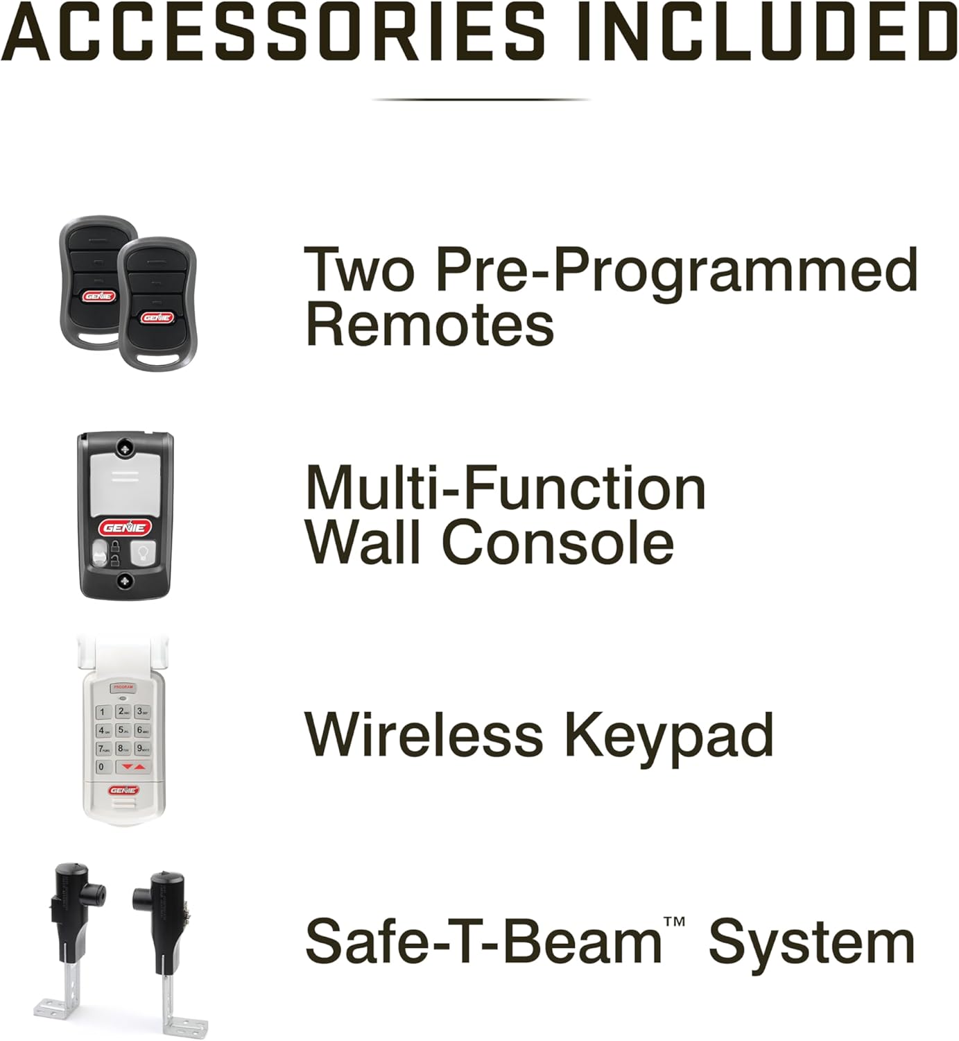 Genie SilentMax 1000 Garage Door Opener - Ultra-Quiet Belt Drive - Includes two 3-Button Pre-Programmed Remotes, Wall Console, Wireless Keypad, Safe T-Beams - Model 3042-TKH, 140V DC Motor6
