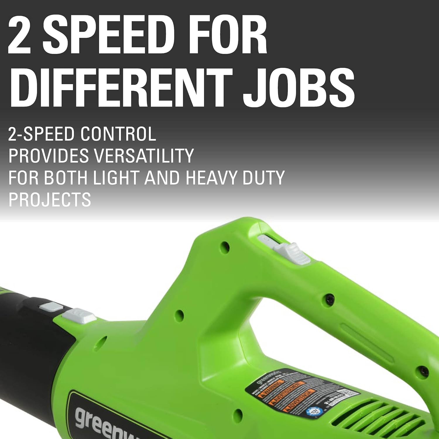 Greenworks 24V (90 MPH 320 CFM 125+ Compatible Tools) Cordless Axial Leaf Blower, 2.0Ah Battery and Charger Included9