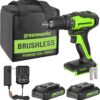 Greenworks 24V Brushless Cordless 1/2-Inch Drill / Driver, (2) 1.5Ah USB Batteries (USB Hub) and Charger Included DD24L1520