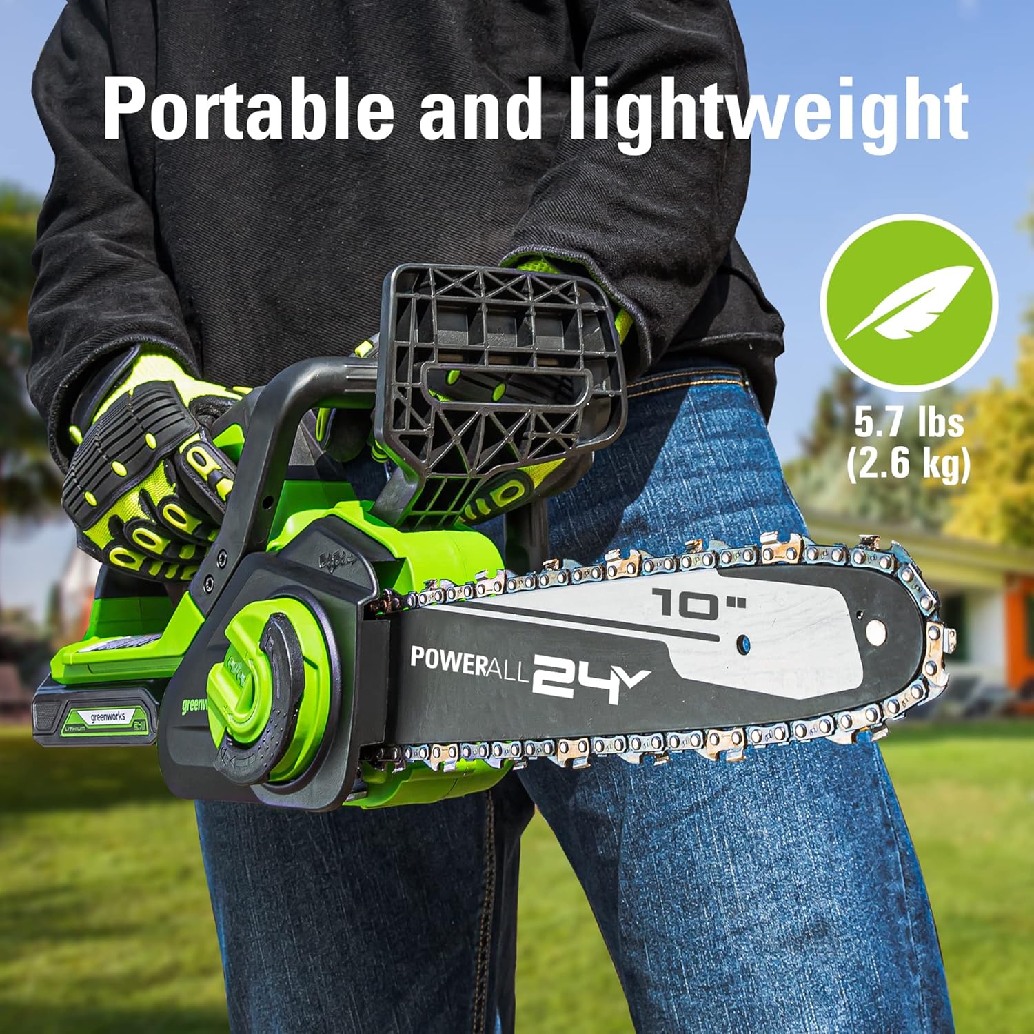Greenworks CS24B210 24V 10 Cordless Compact Chainsaw (Great For Storm Clean-Up, Pruning, and Firewood), 2.0Ah Battery and Charger Included7