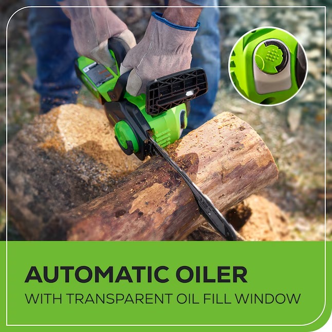 Greenworks CS24L410 24-volt 12-in Battery 4 Ah Chainsaw (Battery and Charger Included)0_11zon