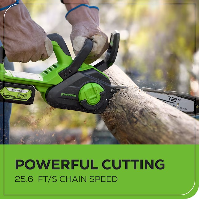 Greenworks CS24L410 24-volt 12-in Battery 4 Ah Chainsaw (Battery and Charger Included)8_11zon