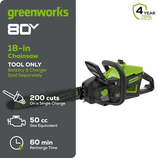 Greenworks CS80L03 Pro 80-volt Max 18-in Battery Chainsaw (Battery and Charger Not Included)1_11zon