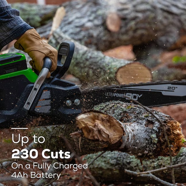 Greenworks CS80L416 80-volt 20-in Battery 4 Ah Chainsaw (Battery and Charger Included)11_11zon