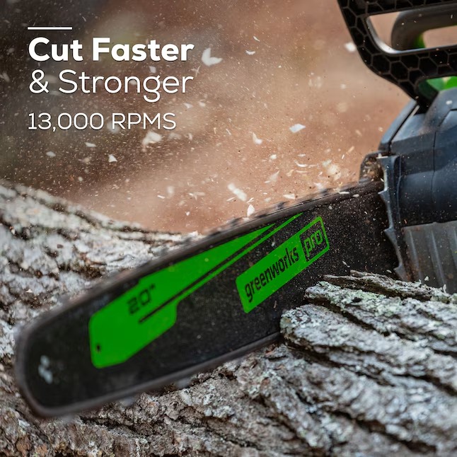 Greenworks CS80L416 80-volt 20-in Battery 4 Ah Chainsaw (Battery and Charger Included)12_11zon