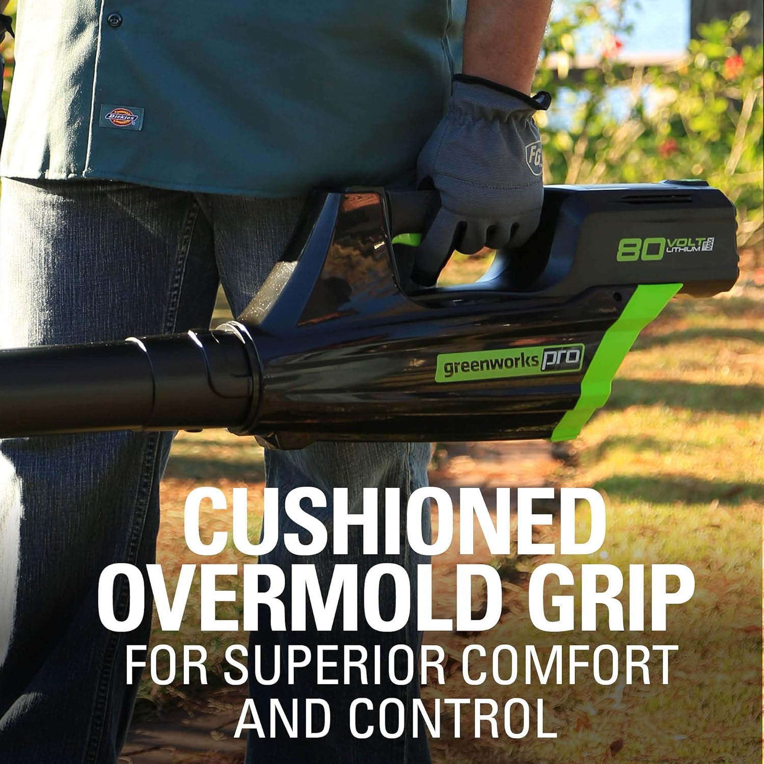Greenworks GBL80300 80V (125 MPH 500 CFM 75+ Compatible Tools) Cordless Axial Leaf Blower, 2.0Ah Battery and Charger Included9