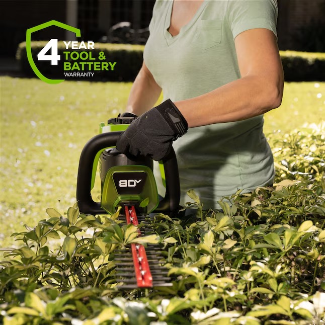 Greenworks HT80L212 80-volt Max 26-in Battery Hedge Trimmer 2 Ah (Battery and Charger Included)16_11zon