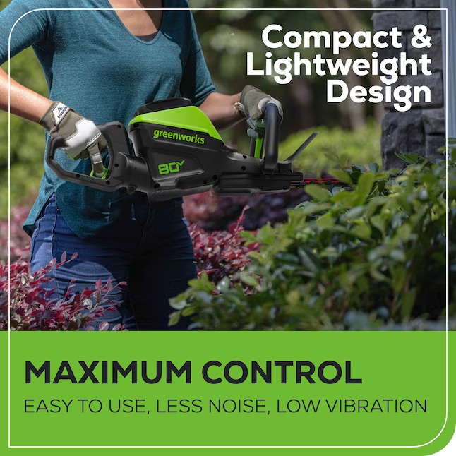 Greenworks HT80L213 80-volt 26-in Battery Hedge Trimmer 2 Ah (Battery and Charger Included)65_11zon