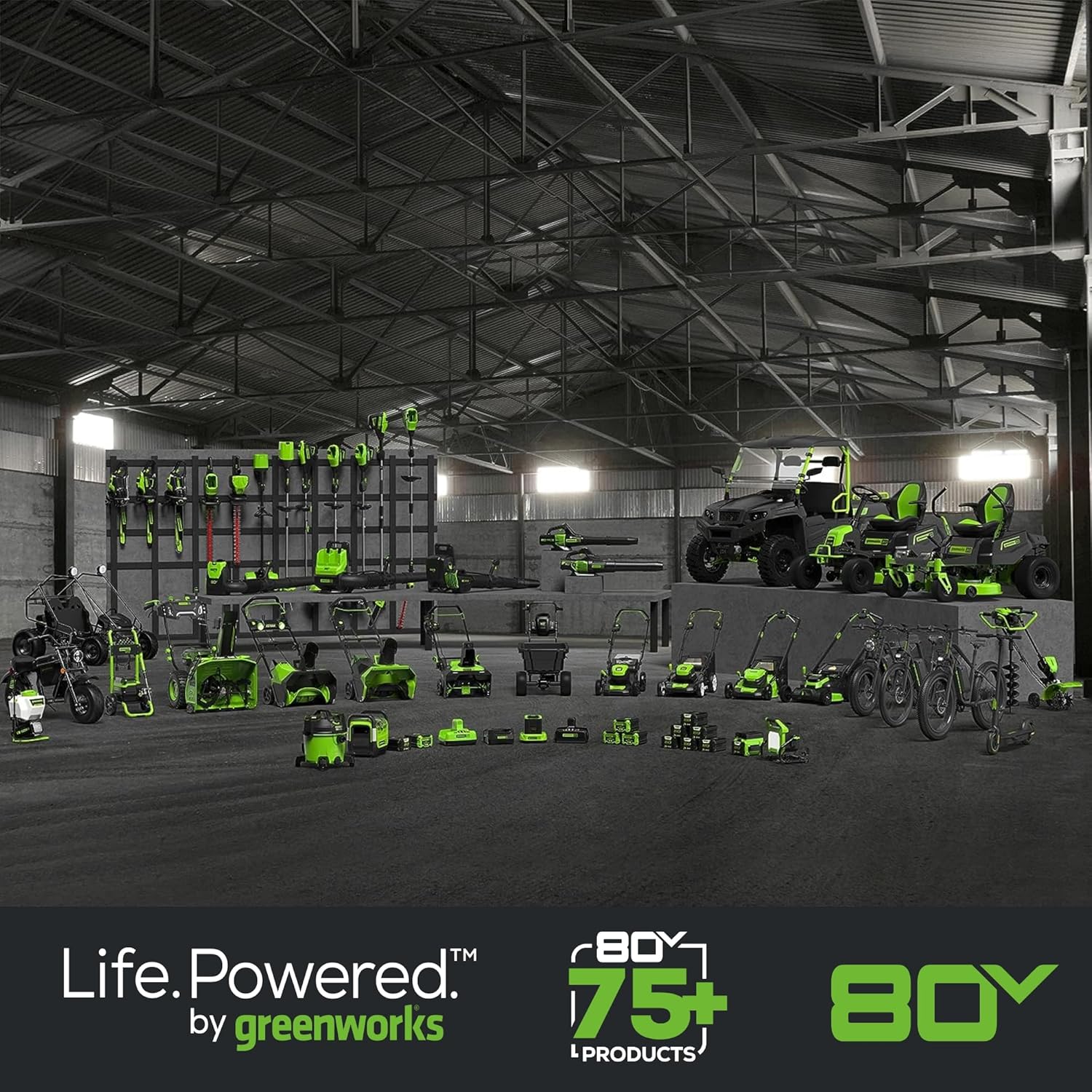 Greenworks MO80L415 80V 21 Brushless Cordless (Push) Lawn Mower (LED Headlight + Aluminum Handles), 4.0Ah Battery and Rapid Charger Included (75+ Compatible Tools)10