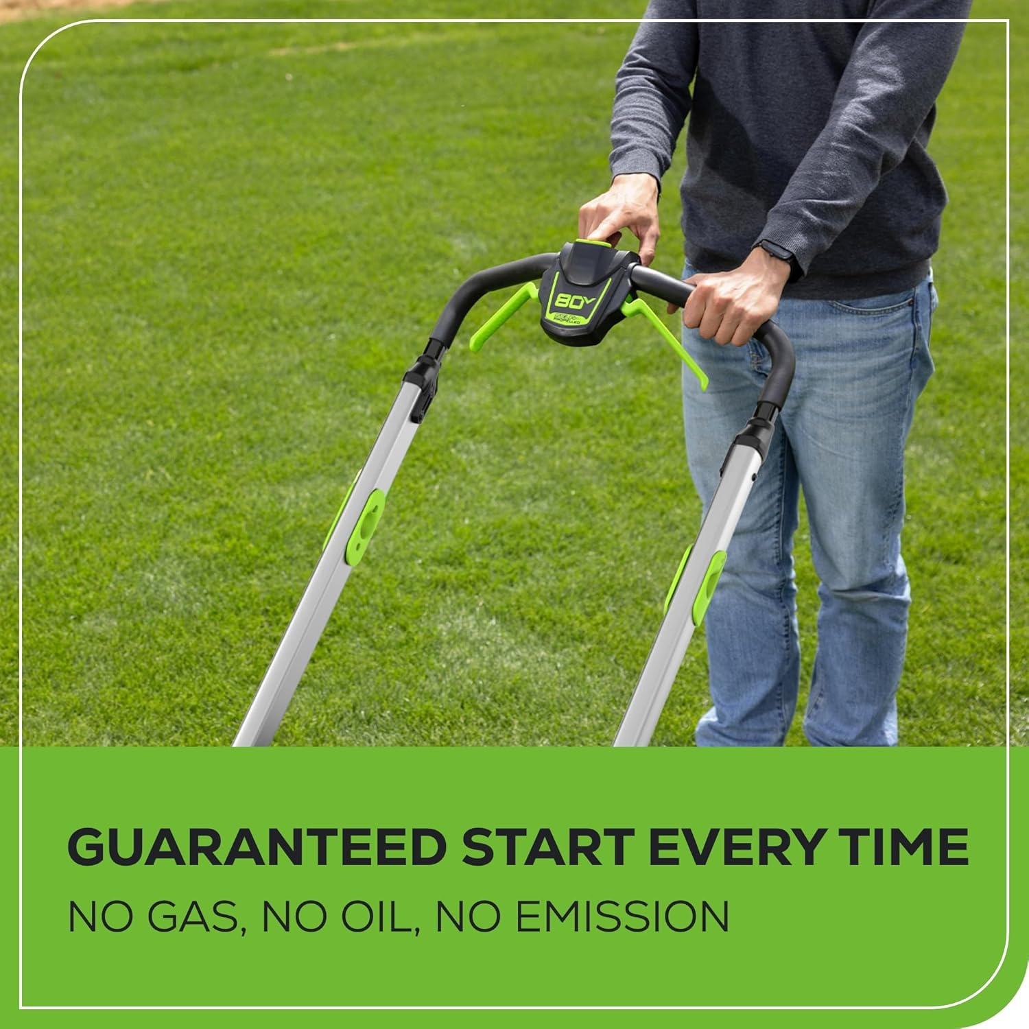 Greenworks MO80L415 80V 21 Brushless Cordless (Push) Lawn Mower (LED Headlight + Aluminum Handles), 4.0Ah Battery and Rapid Charger Included (75+ Compatible Tools)6