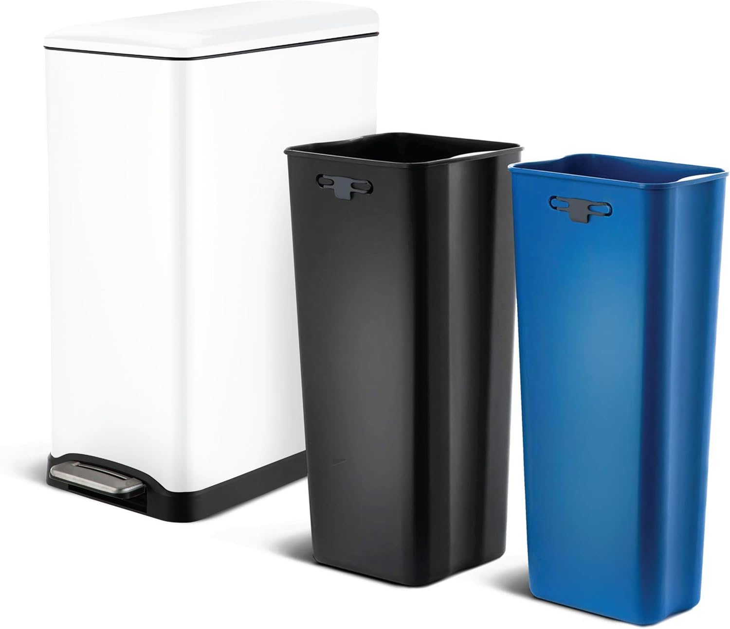 Home Zone Living 13 Gallon Kitchen Trash Can, Dual Removable Liners for Recycling and Trash, 50 Liter Slim Stainless Steel Shape (8 + 5 for 13 Gallons Total) Home Zone Living VA42385A 13 Gallon Kitchen Trash Can, Dual Removable Liners for Recycling and Trash, 50 Liter Slim Stainless Steel Shape (8 + 5 for 13 Gallons Total)