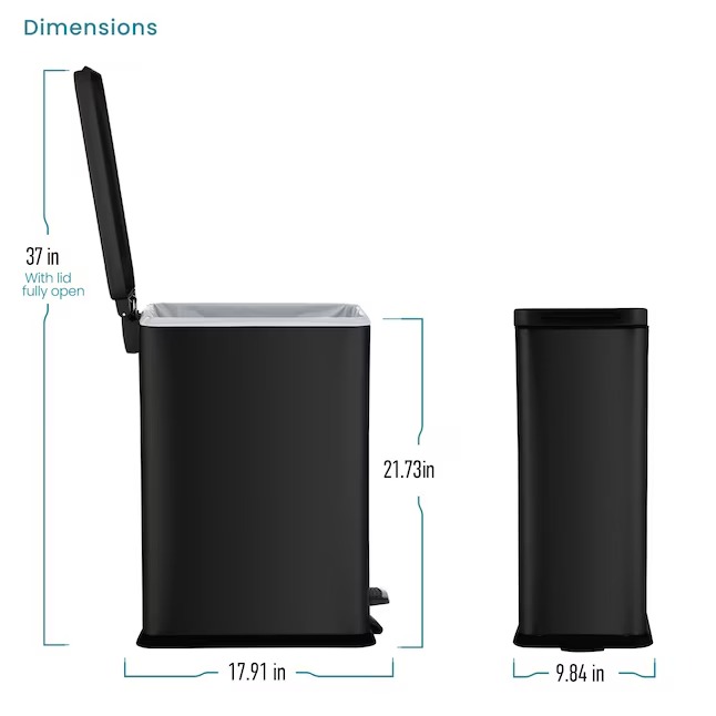 Home Zone Living VA42333A 4.4-Gallon Black Steel Indoor Kitchen Step Trash Can0_11zon