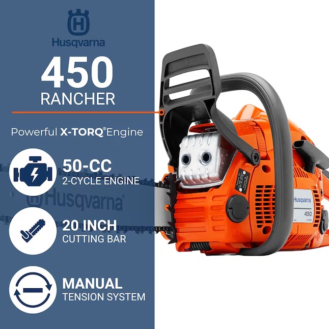 Husqvarna 450 Rancher 50.2-cc 2-cycle 20-in Gas Chainsaw (967651201)1_11zon