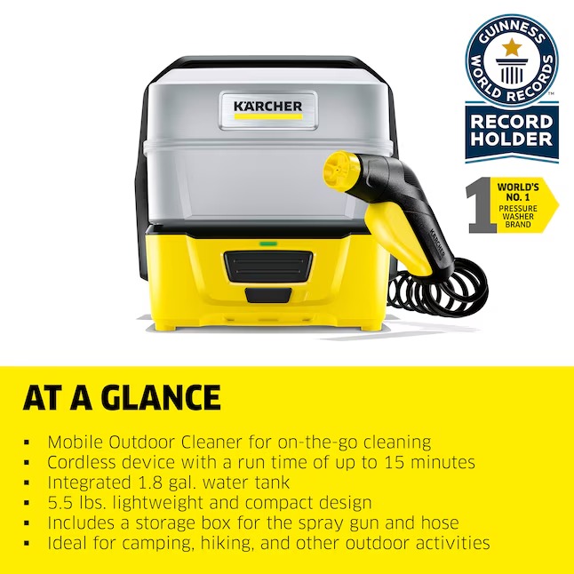 Karcher OC 3 72-PSI 0.53-GPM Cold Water Battery Pressure washer with 1 Spray Tips 0.6 Ah (Battery Included) (Charger Included)2_11zon