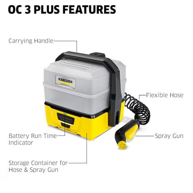 Karcher OC 3 72-PSI 0.53-GPM Cold Water Battery Pressure washer with 1 Spray Tips 0.6 Ah (Battery Included) (Charger Included)3_11zon