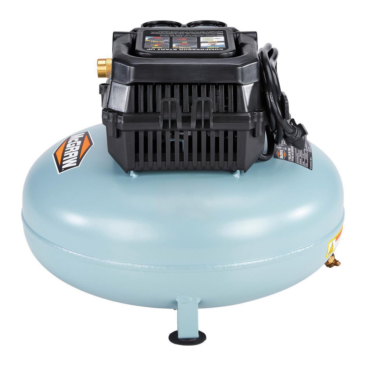 MCGRAW 3 Gallon, 110 PSI Oil-Free Light-Duty Pancake Air Compressor3
