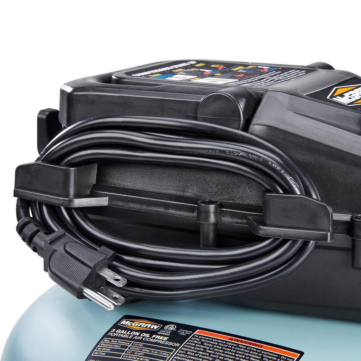 MCGRAW 3 Gallon, 110 PSI Oil-Free Light-Duty Pancake Air Compressor9