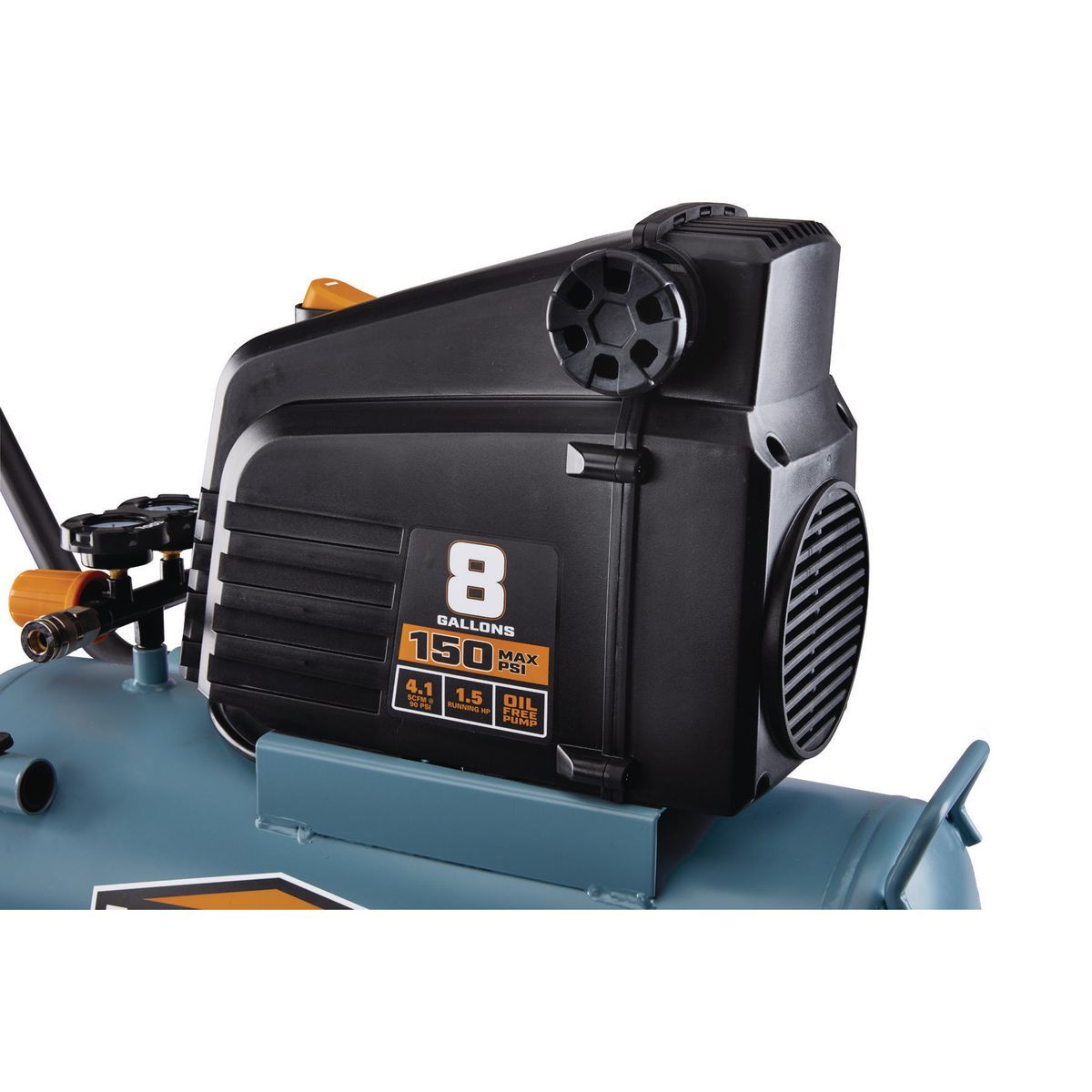 MCGRAW 8 Gallon, 150 PSI Oil-Free Horizontal Shop Auto Air Compressor0