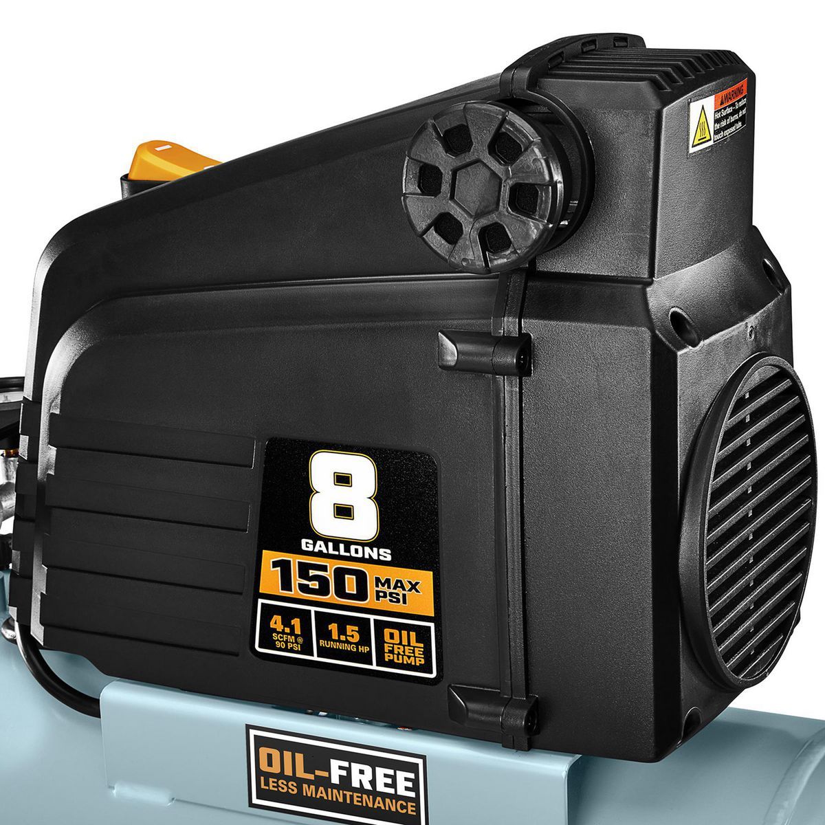 MCGRAW 8 Gallon, 150 PSI Oil-Free Horizontal Shop Auto Air Compressor6