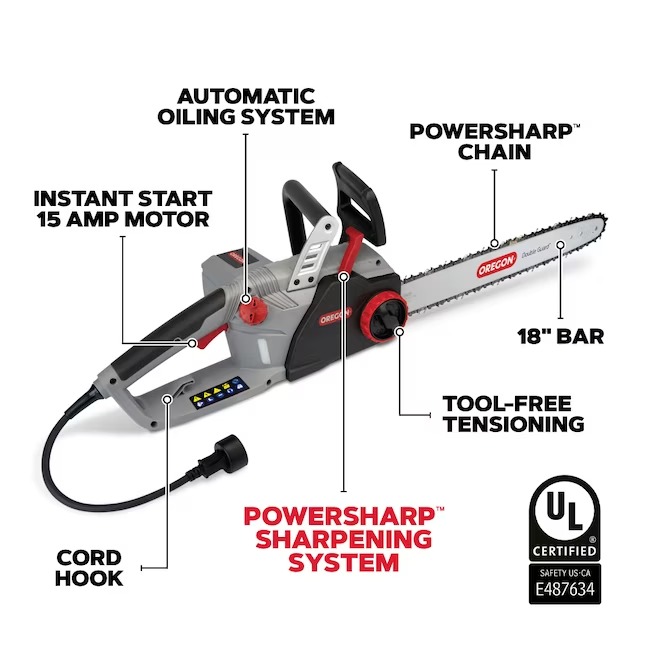 Oregon 603352 CS1500 18-in Corded Electric 15 Amp Chainsaw4_11zon