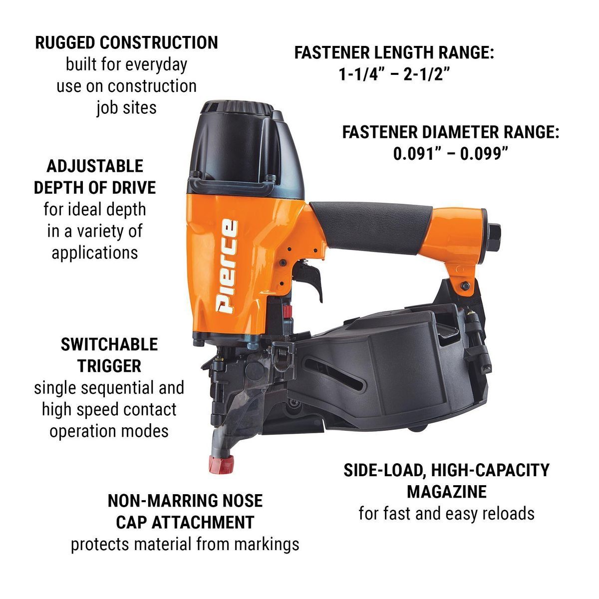 PIERCE 15° Professional Coil Siding Nailer1