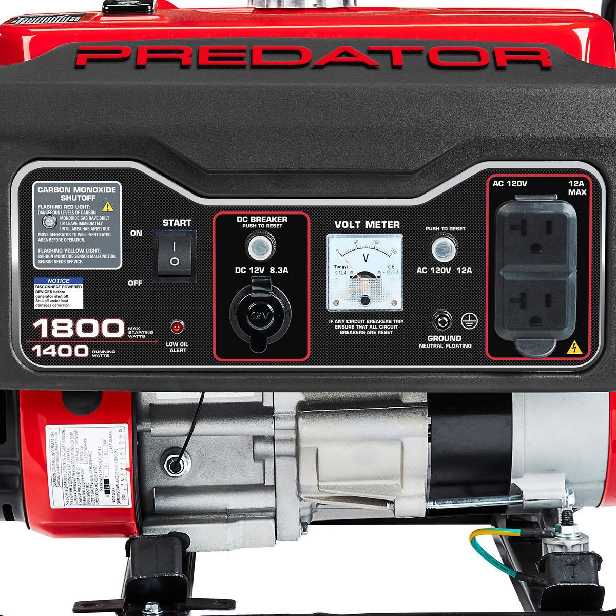PREDATOR 1800 Watt Gas-Powered Portable Generator with CO SECURE Technology, EPA1