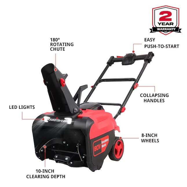 PowerSmart HB2801 80-volt 21-Inches Single-stage Push Battery Snow blower 6 Ah1_11zon