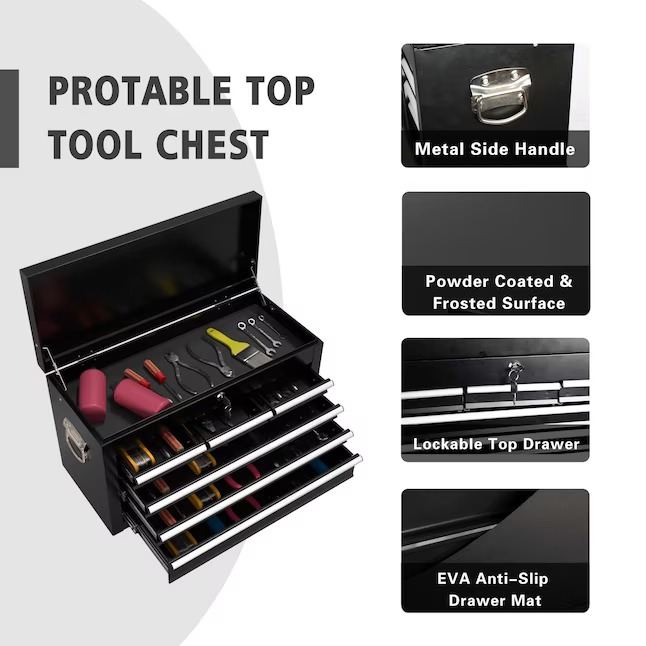 RaDEWAY TH111201-BK 24.4-Inches W x 42.9-Inches H 8 -Drawer Steel Rolling Tool Cabinet ( Black )4_11zon