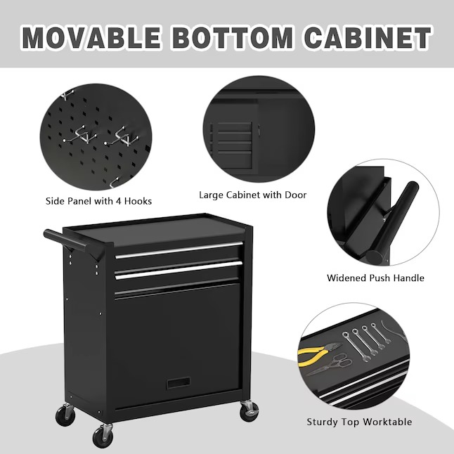 RaDEWAY TH111201-BK 24.4-Inches W x 42.9-Inches H 8 -Drawer Steel Rolling Tool Cabinet ( Black )5_11zon