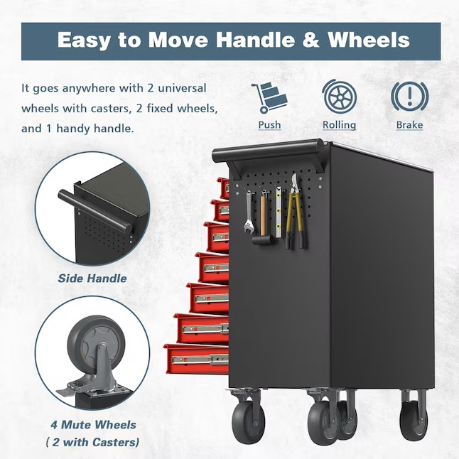 RaDEWAY TH111209-BKRD 24.41-Inches W x 31.1-Inches H 7 -Drawer Steel Rolling Tool Cabinet ( Multiple colors finishes )9_11zon
