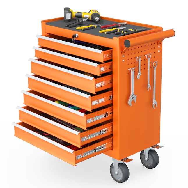 RaDEWAY TH111209-ORG 24.41-Inches W x 31.1-Inches H 7 -Drawer Steel Rolling Tool Cabinet ( Orange )6_11zon