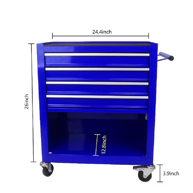 RaDEWAY W110280933 24.4-Inches W x 29.9-Inches H 4 -Drawer Steel Rolling Tool Cabinet ( Blue )1_11zon