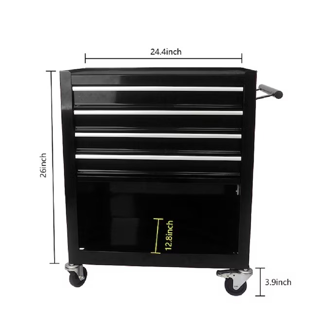 RaDEWAY W110280935 24.4-Inches W x 29.9-Inches H 4 -Drawer Steel Rolling Tool Cabinet ( Black )1_11zon