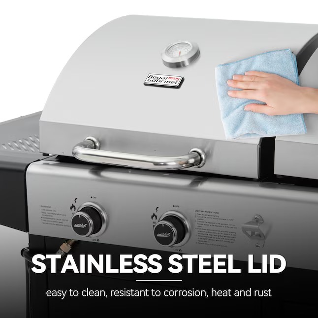 Royal Gourmet ZH3002N-N Cabinet Style Dual Fuel Series Silver Black Liquid propane and charcoal Combo Grill6_11zon