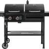 Royal Gourmet ZH3005 2-Burner Propane Gas and Charcoal Combo Grill with Side Burner & Porcelain-enameled Cast Iron Grates, Dual Fuel BBQ Combo Grill for Outdoor Patio Garden Backyard Cooking, Black