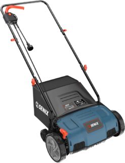 SENIX 12 Amp 12.6-Inch Corded Electric Dethatcher and Scarifier with Collection Bag, Lawn Care Equipment for Removing Thatch and Improving Yard Growth (SCE12-L1)