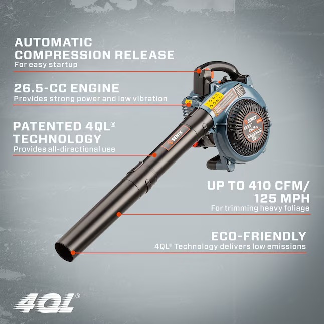 SENIX BL4QL-L 4QL 26.5-cc 4-cycle 410-CFM 125-MPH Gas Handheld Leaf Blower11_11zon