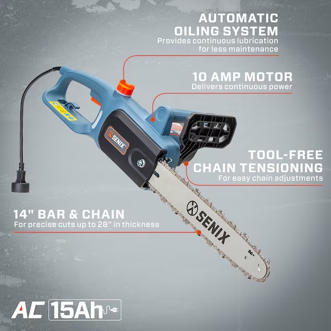 SENIX CSE10-L 14-in Corded Electric 10 Amp Chainsaw8_11zon