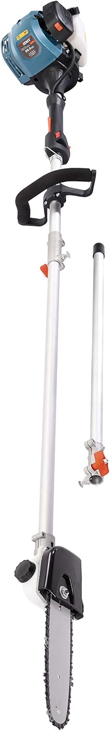 SENIX CSP4QL-L 4QL 26.5 cc 4-Cycle Gas Powered Pole Saw with 8-Inch Oregon Bar and Chain, Chain Saw Tree Trimmer with Adjustable Extension Pole, Harness Included4