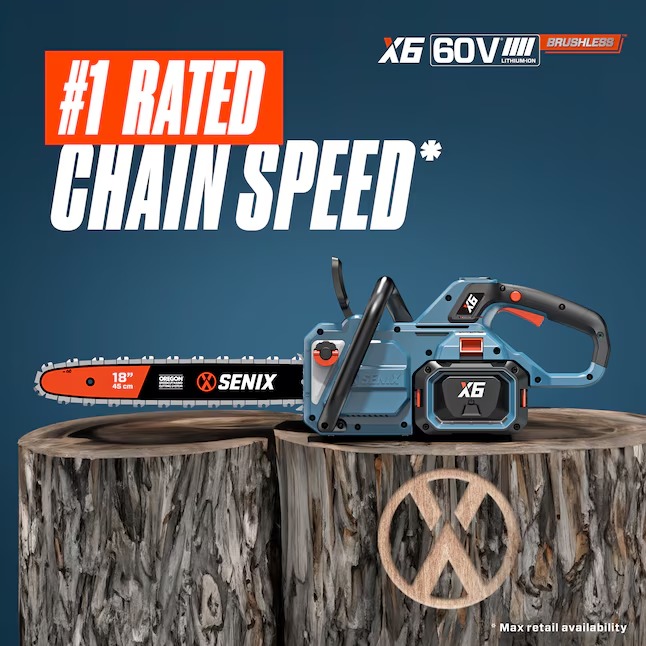 SENIX CSX6-M1 60-volt Max 18-in Battery 4 Ah Chainsaw (Battery and Charger Included)1_11zon