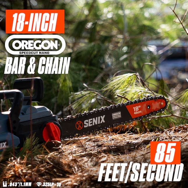 SENIX CSX6-M1 60-volt Max 18-in Battery 4 Ah Chainsaw (Battery and Charger Included)3_11zon