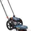SENIX High Wheel Gas Walk Behind Brush Cutter and String Trimmer, 22-Inch Swatch with .155-Inch Line, 160 cc 4-Cycle Engine, Steel Deck, 14" Rubber Wheels, Adjustable Height (STMG-L)