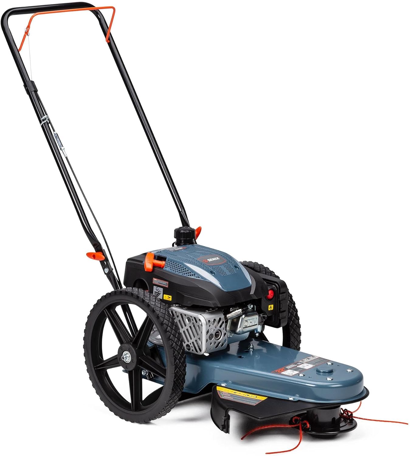 SENIX High Wheel Gas Walk Behind Brush Cutter and String Trimmer, 22-Inch Swatch with .155-Inch Line, 160 cc 4-Cycle Engine, Steel Deck, 14 Rubber Wheels, Adjustable Height (STMG-L) SENIX High Wheel Gas Walk Behind Brush Cutter and String Trimmer, 22-Inch Swatch with .155-Inch Line, 160 cc 4-Cycle Engine, Steel Deck, 14" Rubber Wheels, Adjustable Height (STMG-L)