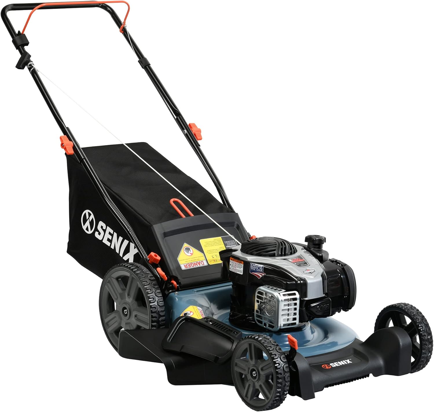 SENIX LSPG-M7 21-Inch Gas Push Lawn Mower with 140 cc 4-Cycle Briggs & Stratton Engine, Bagging, Mulching, and Side Discharge, 6-Position Dual Lever Height Adjustment SENIX LSPG-M7 21-Inch Gas Push Lawn Mower with 140 cc 4-Cycle Briggs & Stratton Engine, Bagging, Mulching, and Side Discharge, 6-Position Dual Lever Height Adjustment