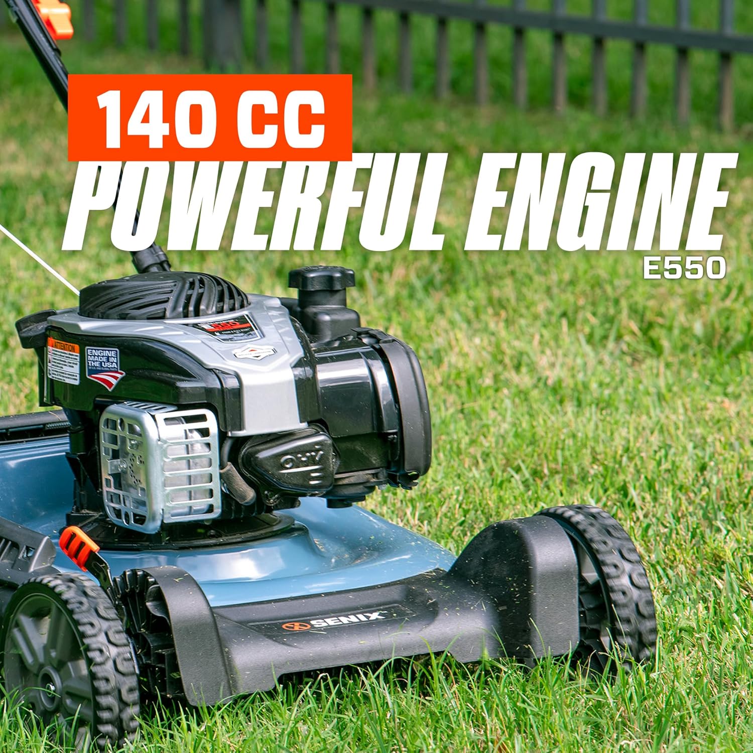 SENIX LSPG-M7 21-Inch Gas Push Lawn Mower with 140 cc 4-Cycle Briggs & Stratton Engine, Bagging, Mulching, and Side Discharge, 6-Position Dual Lever Height Adjustment1