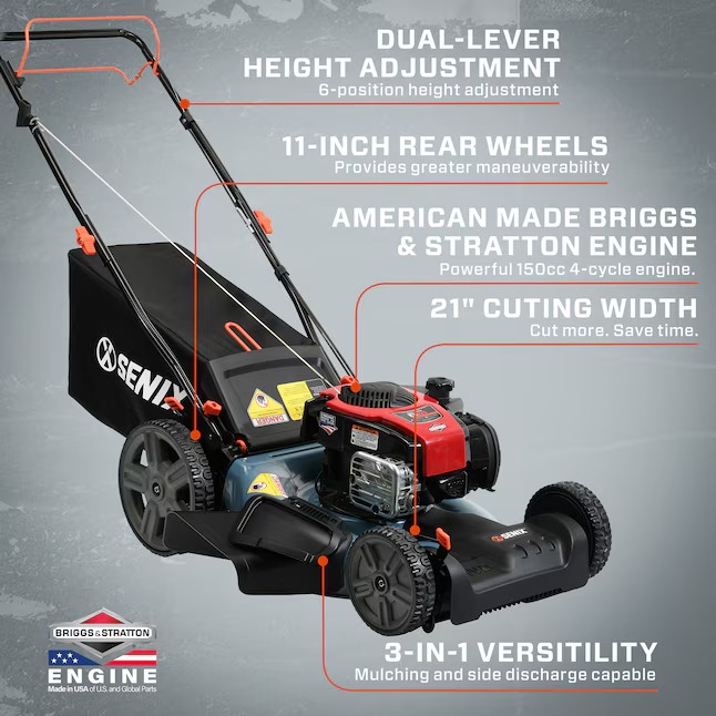 SENIX LSSG-M1 21-in Gas Self-propelled Lawn Mower with 150-cc Briggs and Stratton Engine0_11zon
